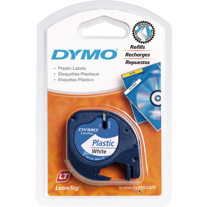 Dymo Beschriftungsband LetraTag, S0721660, 12 mm, schwarz auf weiss