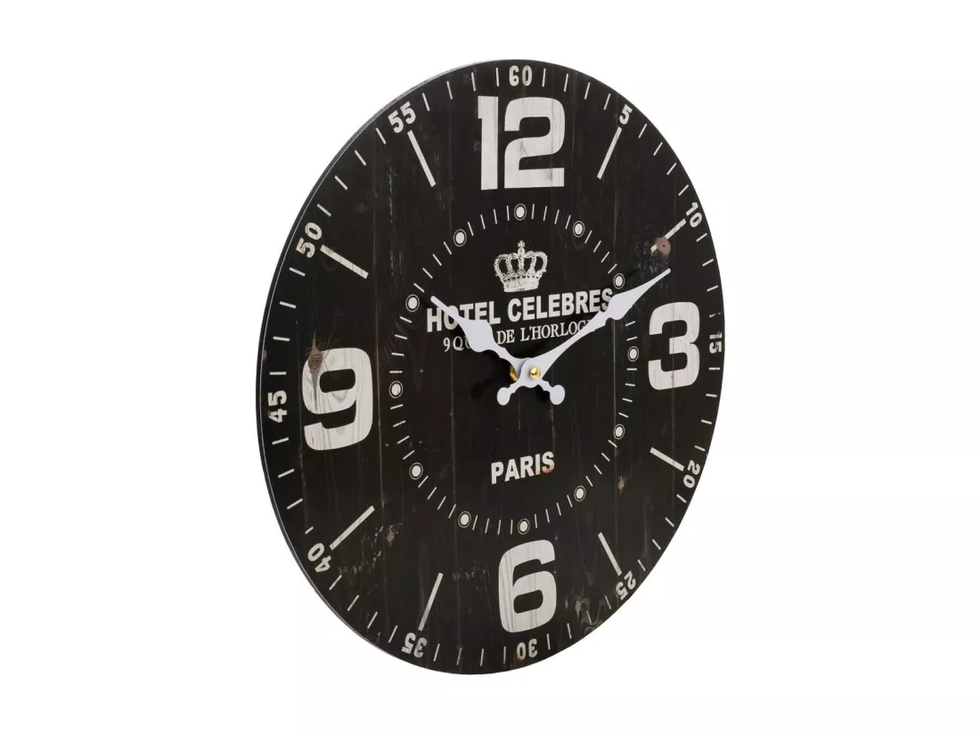 Horloge murale en bois noir 34x34x2cm