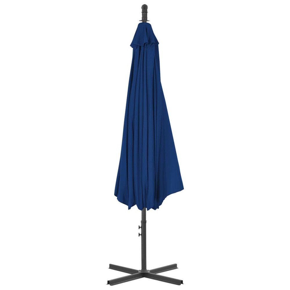 Parasol meuble de jardin déporté avec mât en acier 300 cm bleu azuré