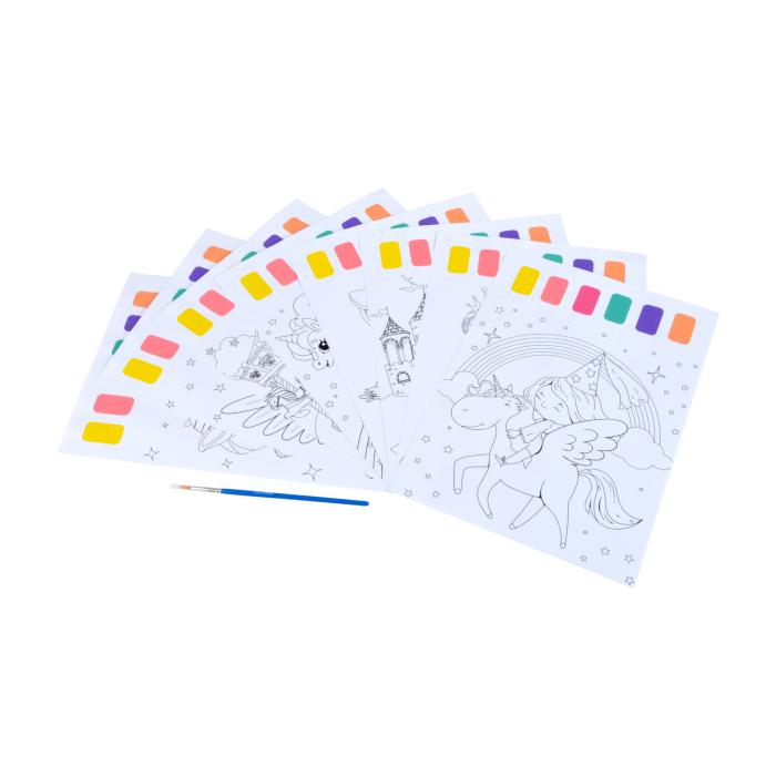 SET 8 TABLEAUX PEINTURE MAGIQUE 21X28.5CM PRINCESSE