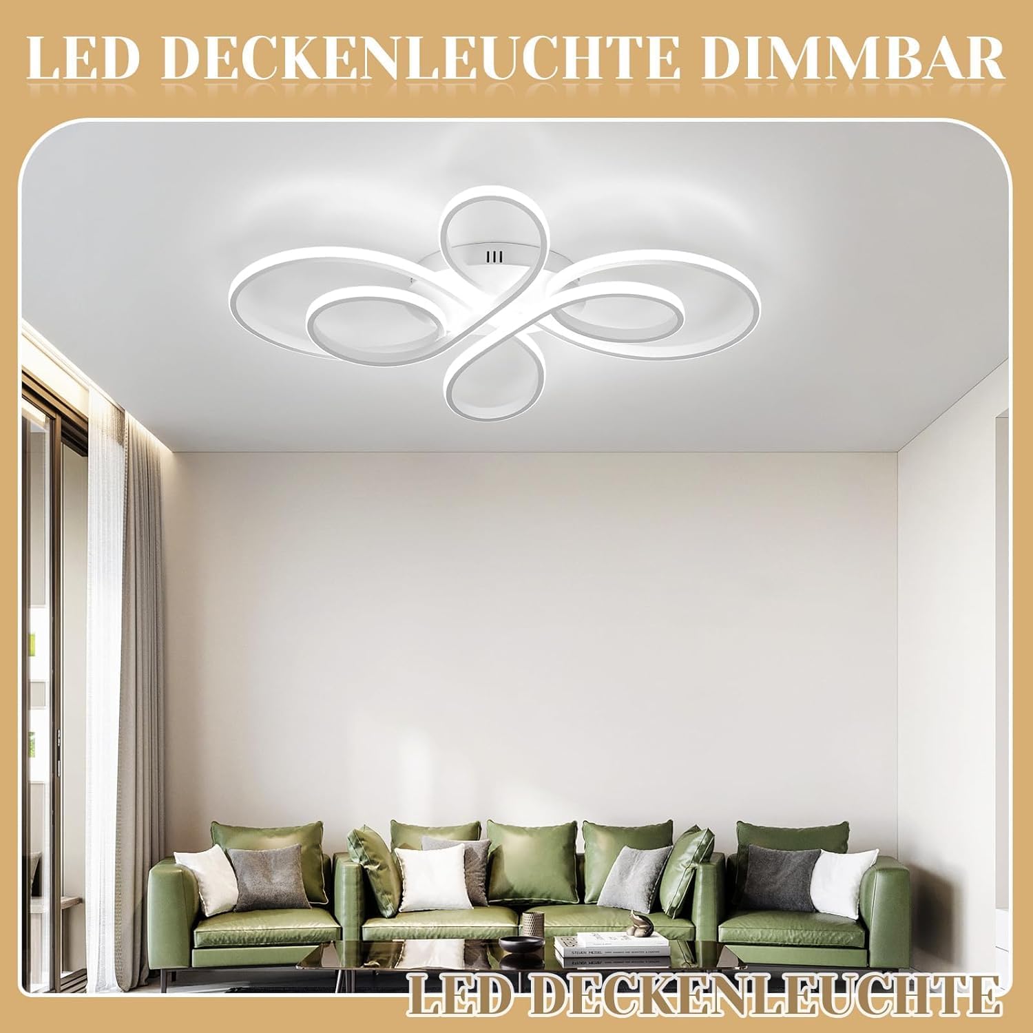 ZMH Deckenlampe LED Deckenleuchte Wohnzimmer - Wohnzimmerlampe dimmbar Groß 100cm 90W Modern in Weiß Schlafzimmerlampe Deckenbeleuchtung Schlafzimmer mit Fernbedienung Design für Esszimmer Küche Büro