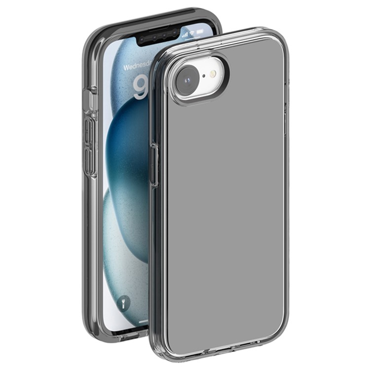 iPhone 16e Hybrid Hardcase Hülle mit TPU Bumper - Grau / Transparent