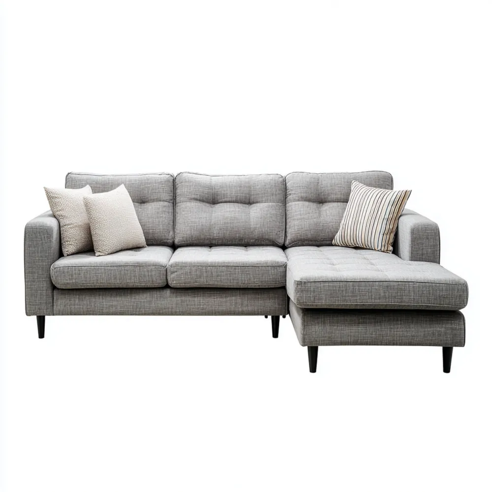 Ecksofa Stoff 250x150x85 cm – Hellgrau – Modernes Design