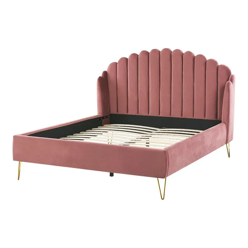 AMBILLOU - Tweepersoonsbed - Roze - 140 x 200 cm - Fluweel