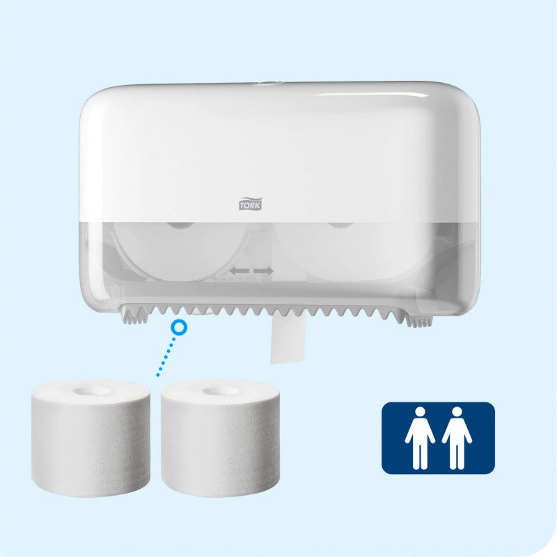 Distributeur pour papier toilette rouleau mid-size sans mandrin blanc Tork T7