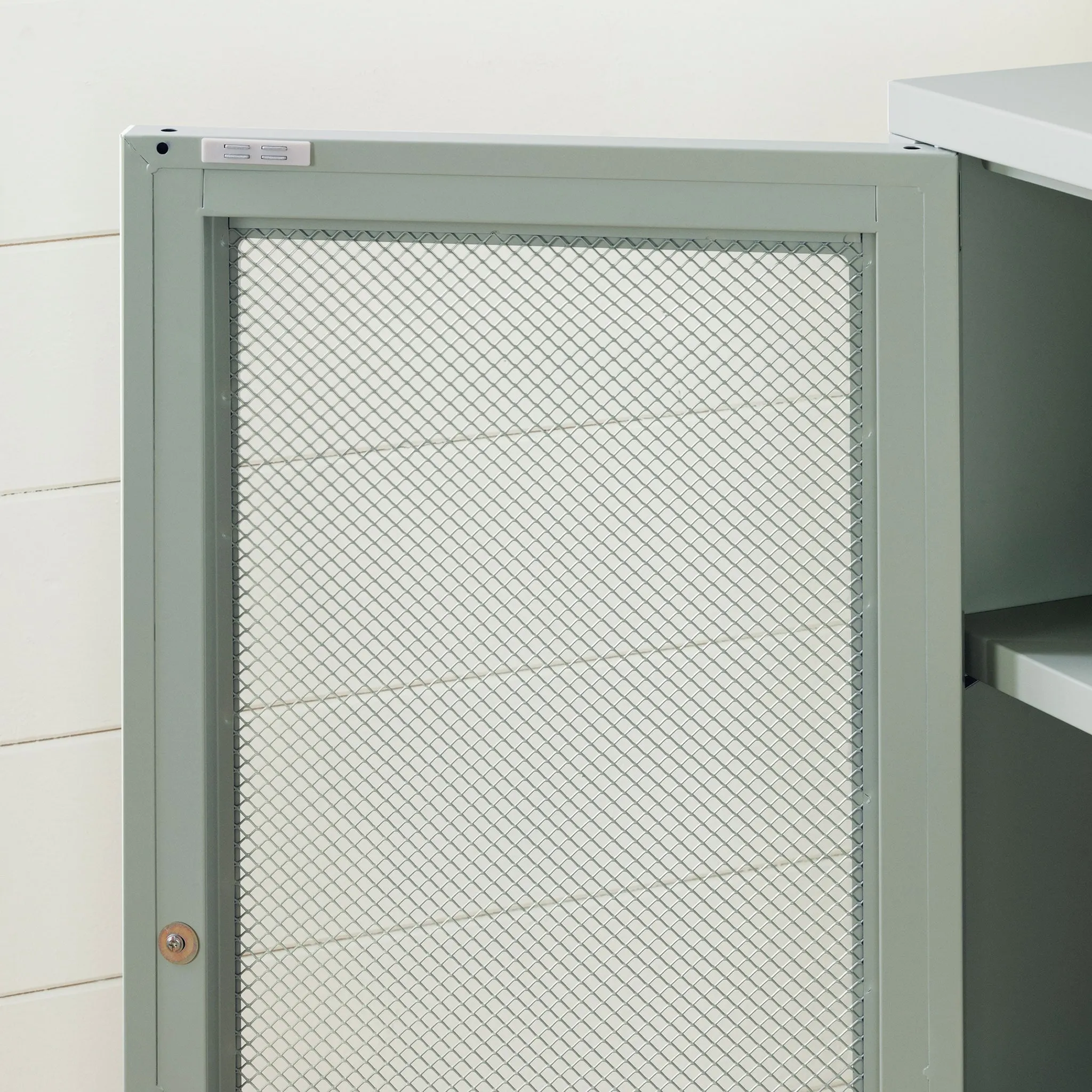South Shore Meuble de Rangement avec Portes Grillagées en Métal Crea - Vert Sauge