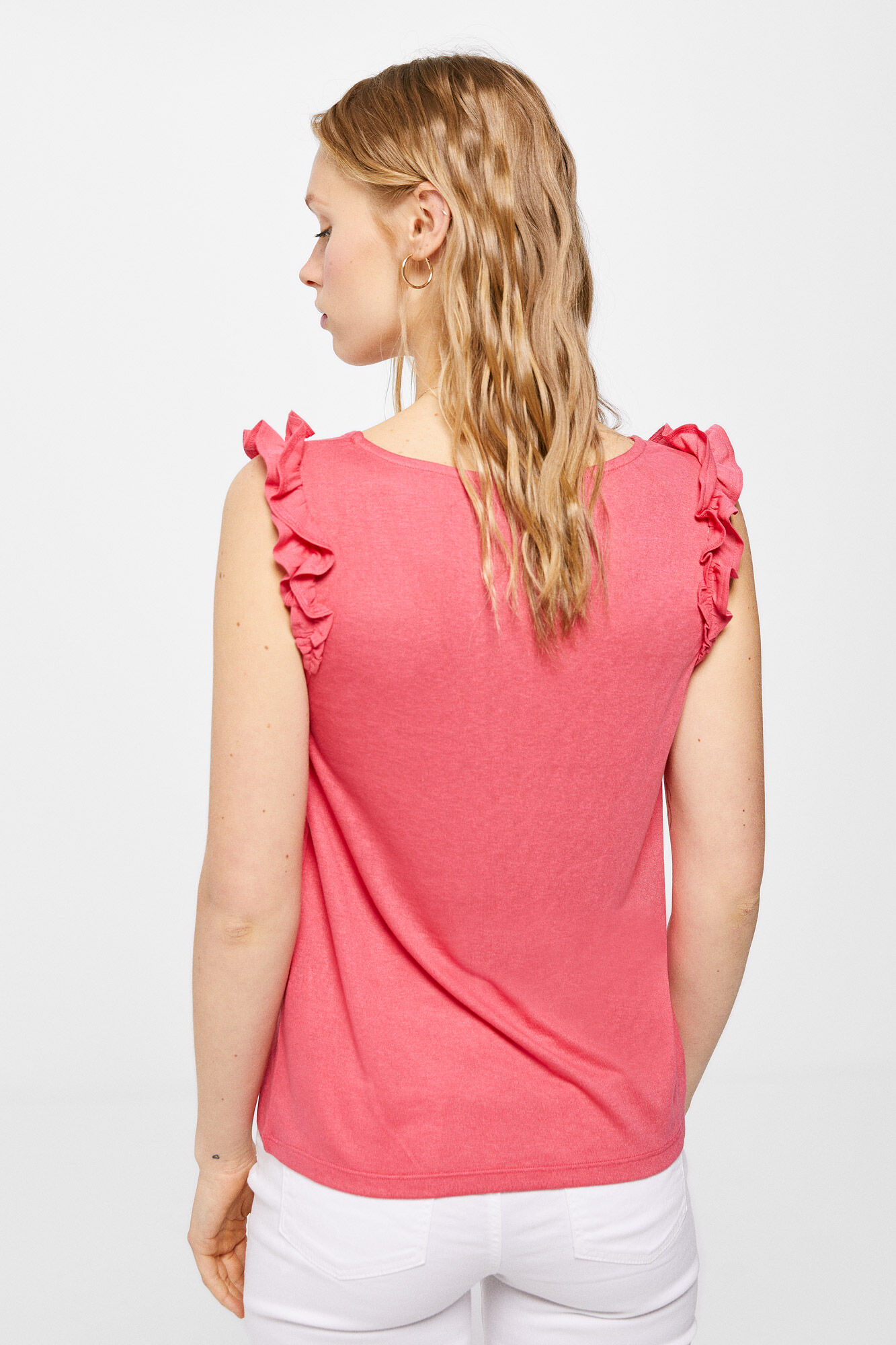 Blusa bicolor com alças franzidas