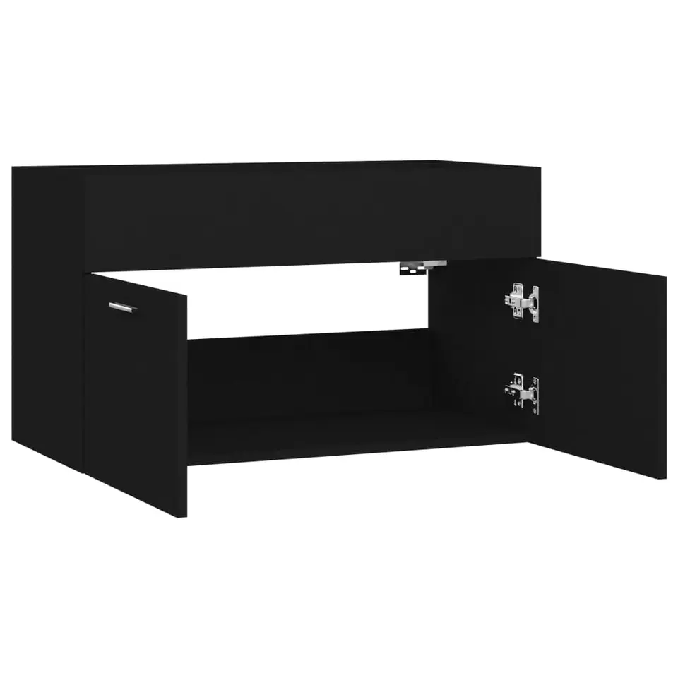 vidaXL - Wastafelkast - Zwart - Bewerkt hout - 80 x 38.5 x 46 cm