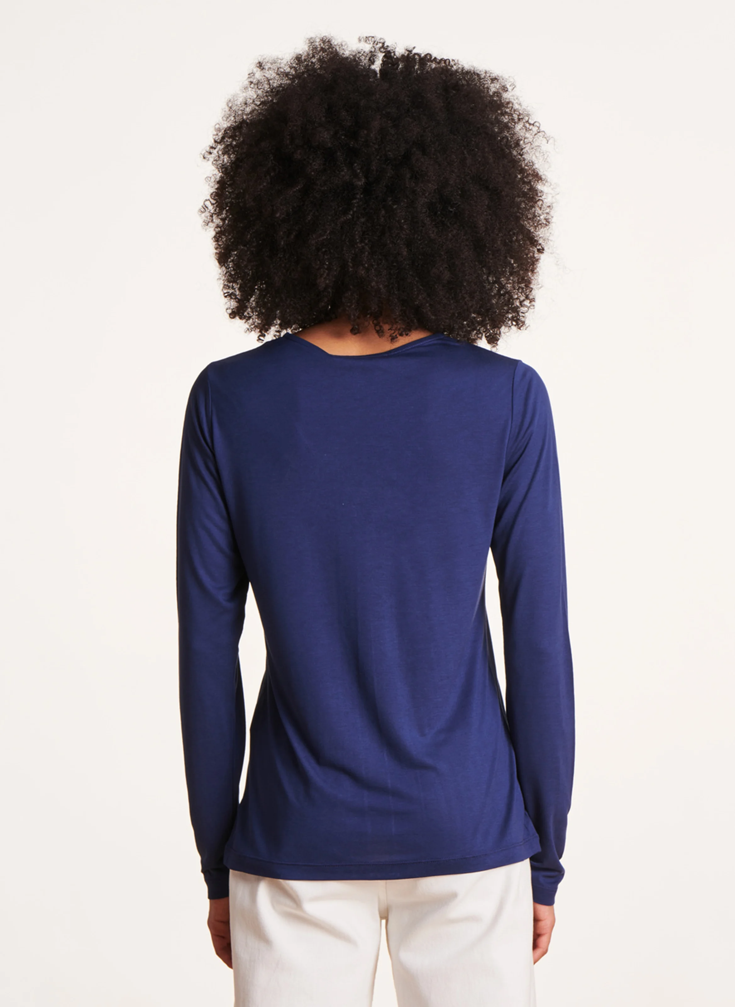 Tee-shirt ample col V | Bleu