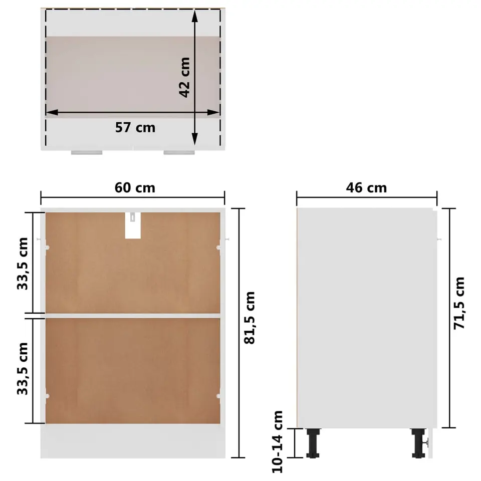 vidaXL - Onderkast - Wit - Bewerkt hout