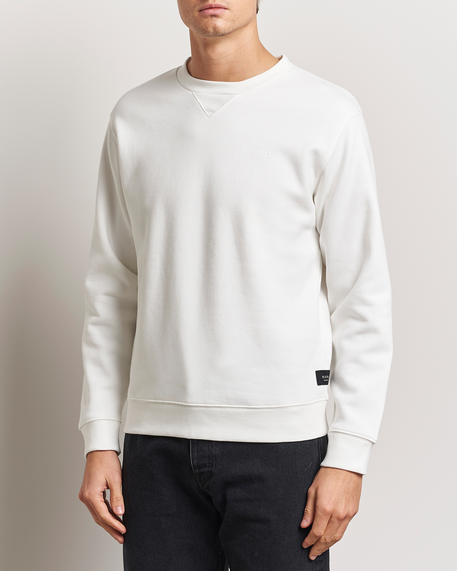 Replay Tonal Logo Crew Neck Sweatshirt Off White