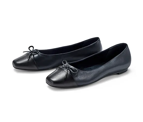 Leder-Ballerinas, navy