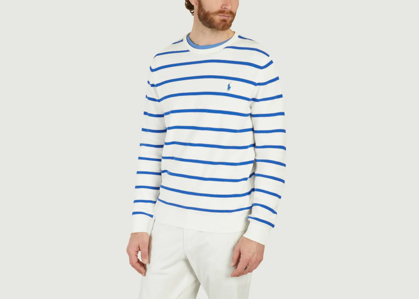 Pull rayé en coton piqué Polo Ralph Lauren