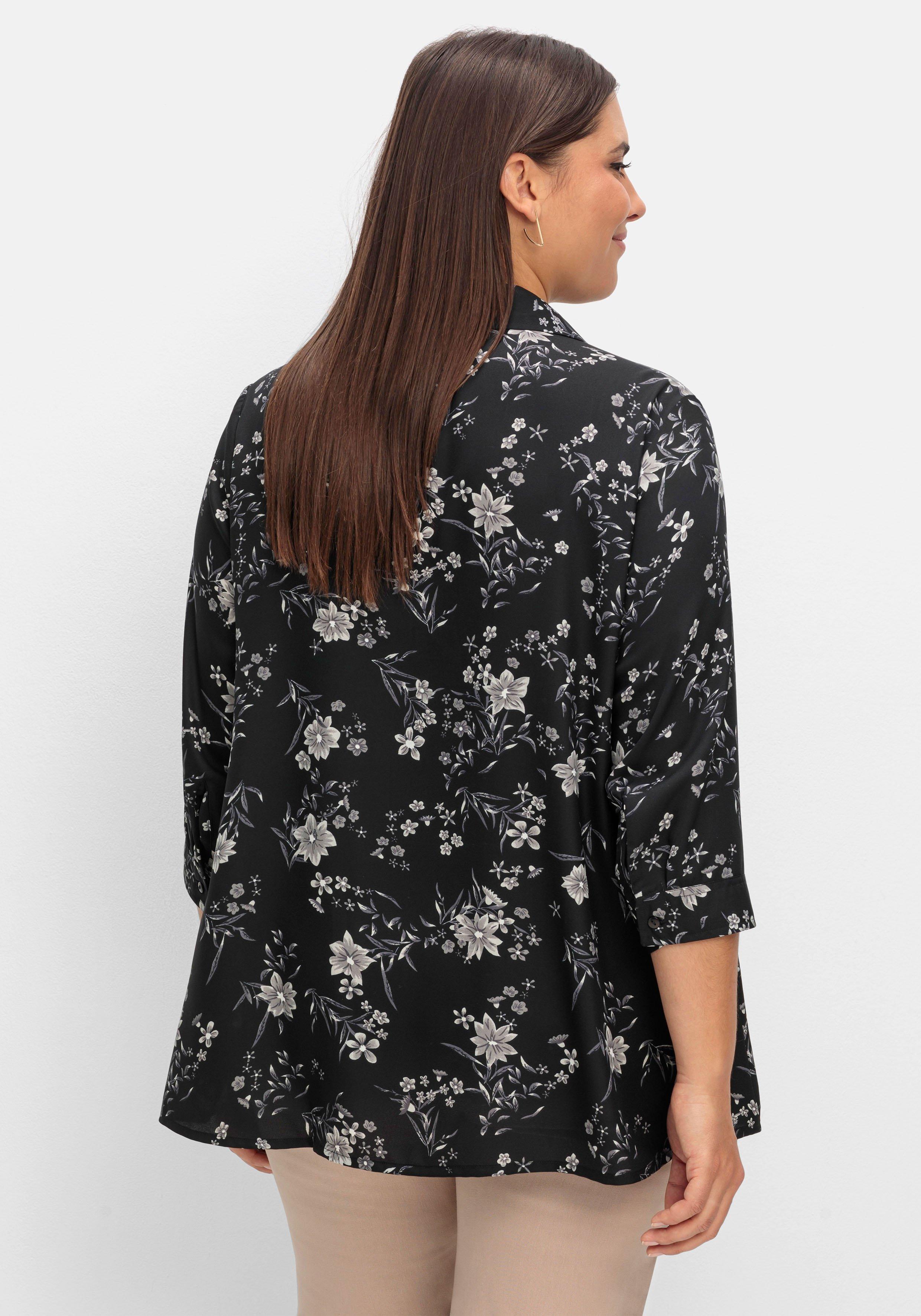 Bluse in leichter A-Linie, mit floralem Print