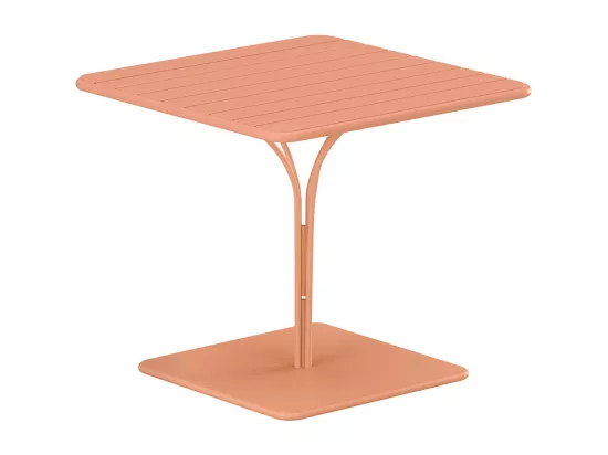Salle à manger de jardin en métal - une table L.80 cm et 2 chaises empilables - Orange clair - MIRMANDE de MYLIA