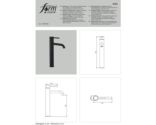 form&style KUDA opzetwastafelmengkraan, matzwart