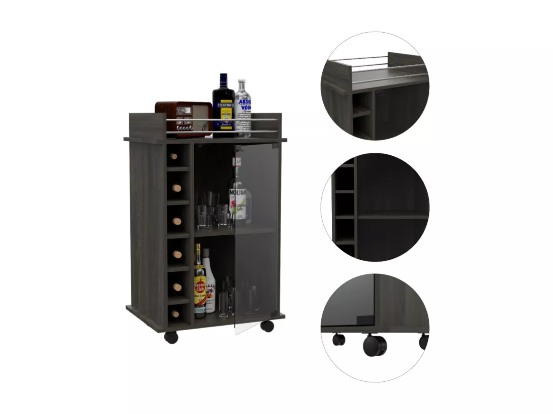 Chariot de bar dukat avec porte en verre, 89 à x 41,5 cm P x 55 cm P, est une presse