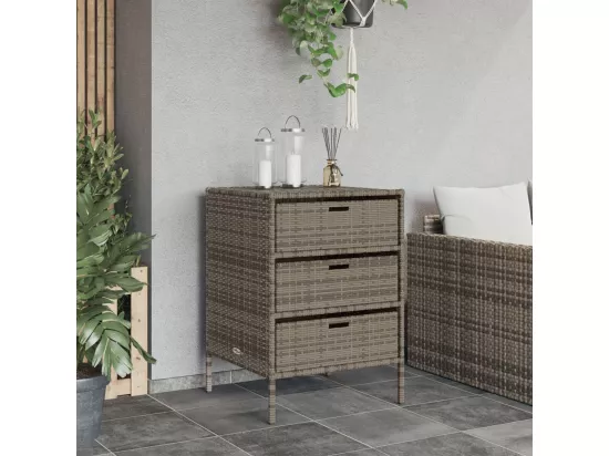 Armoire de rangement de jardin et 3 tiroirs gris résine tressée