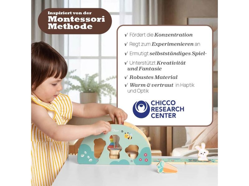 Chicco Steckspiel My Wood Friends – Der Hasenhügel Spielset aus Holz