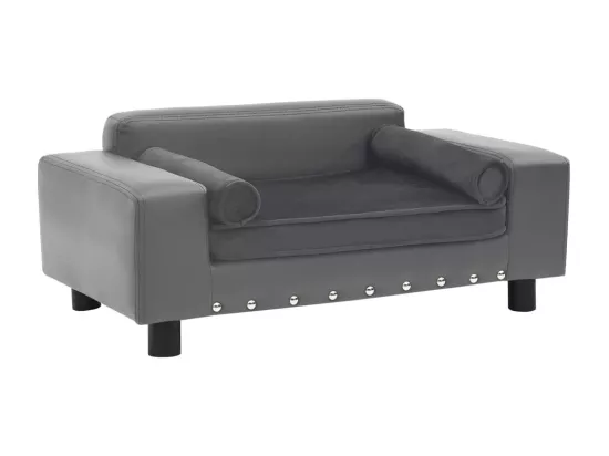 Canapé pour chien Gris 81x43x31 cm Peluche et similicuir
