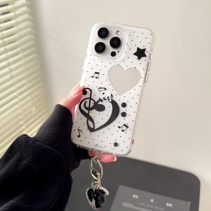 Pixel Dream - Muzieknoot Gestippelde Telefoonhoes / Charm / Set - Apple iPhone 16 Pro Max / 16 Pro / 16 Plus / 16 / 15 Pro Max / 15 Pro / 15 Plus / 15 / 14 Pro Max / 14 Pro / 14 Plus / 14 / SE / 13 Pro Max / 13 Pro / 13