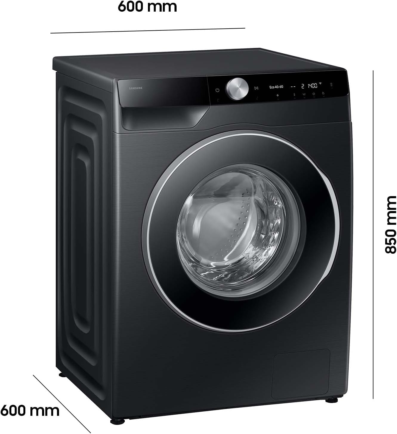 Samsung WW11DG6B85LBU2 Waschmaschine, 11 kg, 1.400 U/min, Extra energiesparend, EEK: A (-10%), AI Ecobubble, AI Wash, SuperSpeed 39 Min, AI Control, Schwarz