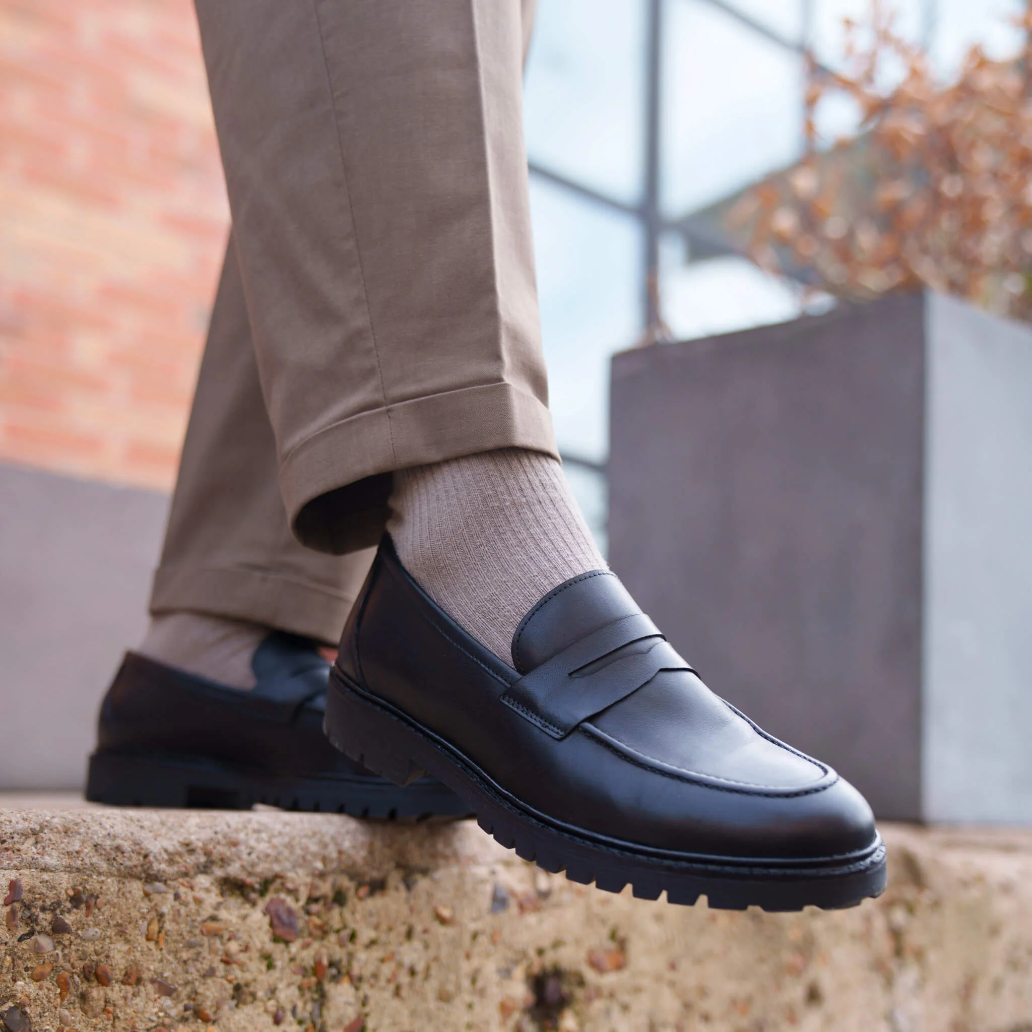 Mika-Mocassin en cuir noir