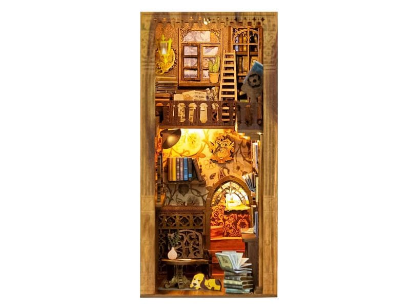 Cutebee Bausatz Eternal Bookstore 3D-Modell aus lasergeschnittenen Holzteilen