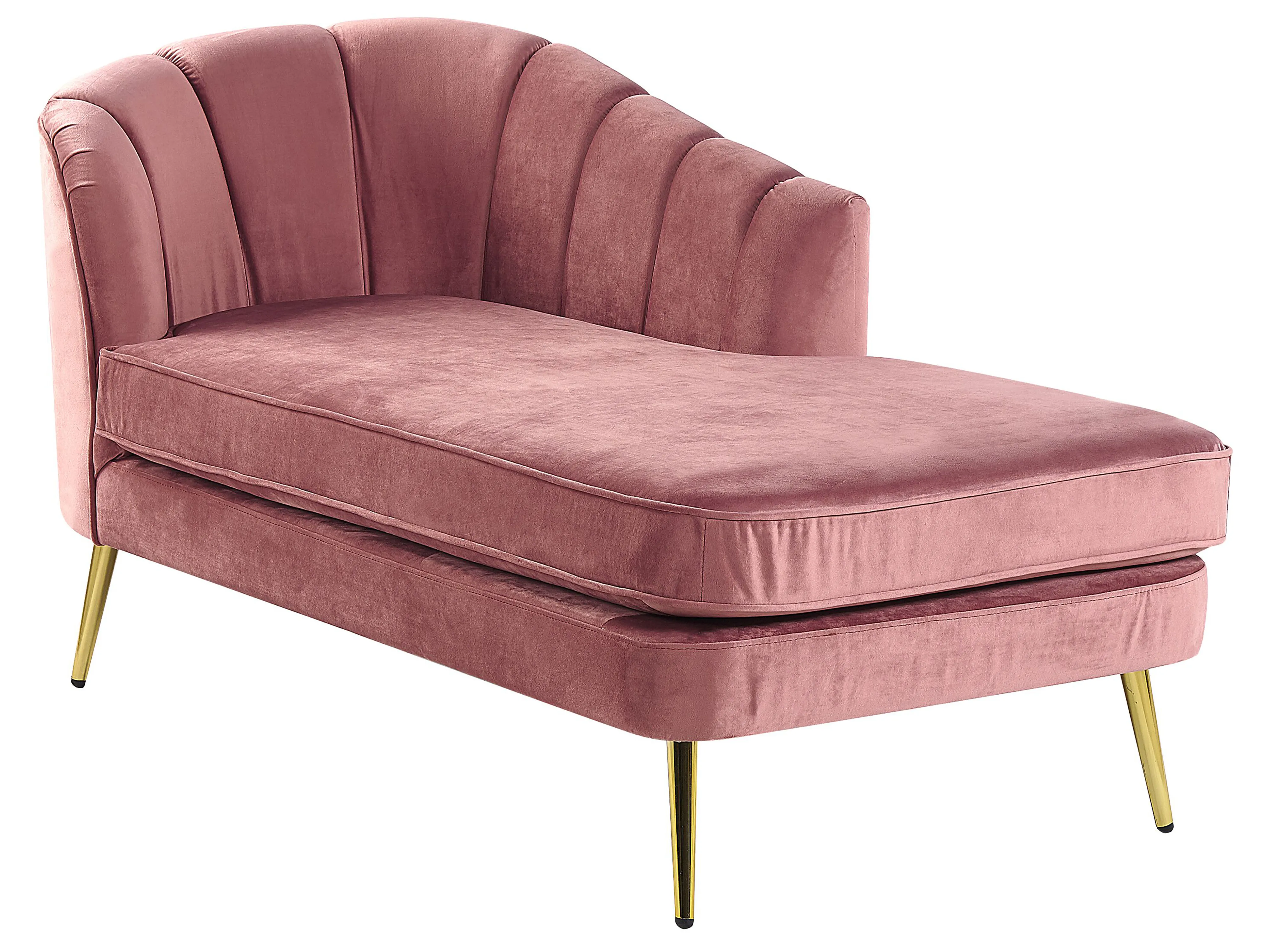 Linkszijdige chaise longue ALLIER Fluweel Roze