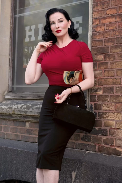 Vintage Chic for Topvintage Bella midi-rok in zwart
