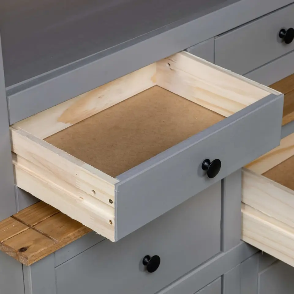 vidaXL - Hoge Kast - Grijs - Grenenhout