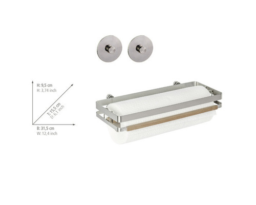 Wenko Turbo-Loc Premium keukenrolhouder + adapter, zilver/bamboe
