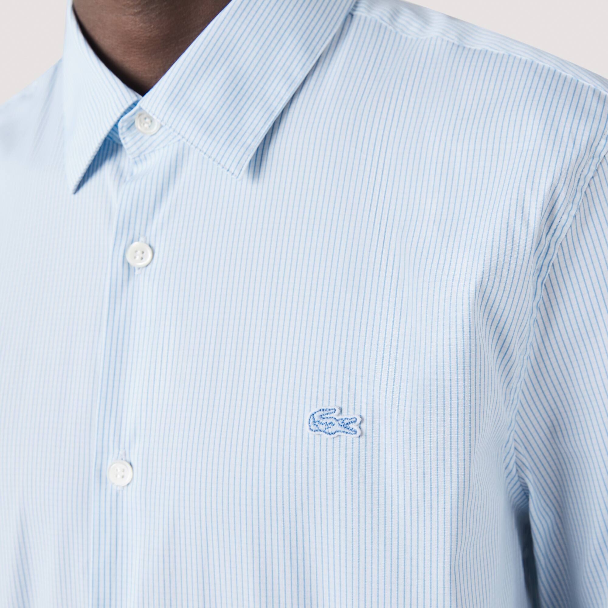 Chemise homme Lacoste slim fit à carreaux en popeline stretch Manches Longues - Bleu - Lacoste - Homme
