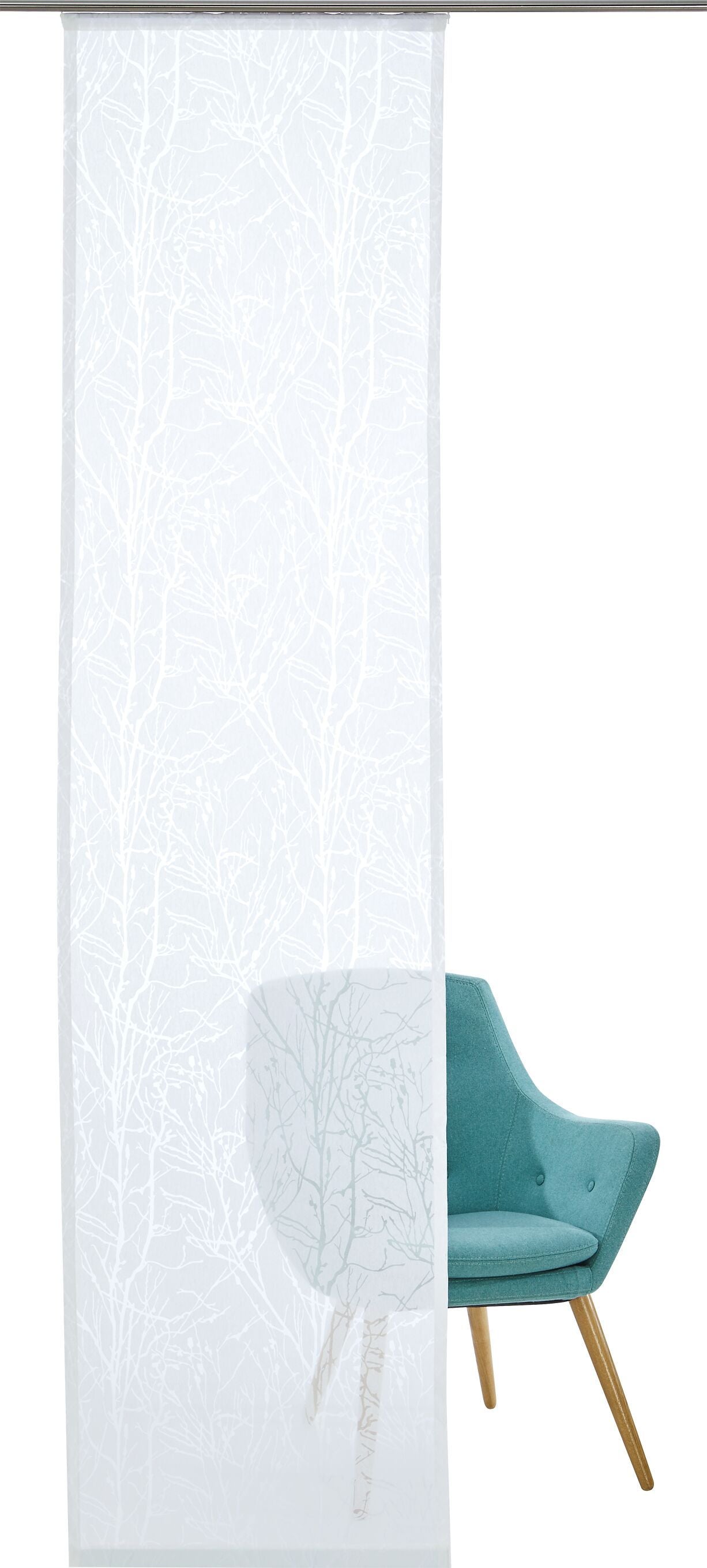 BASILIA Flächenvorhang - Weiss / B: 60.0 cm x H: 245.0 cm