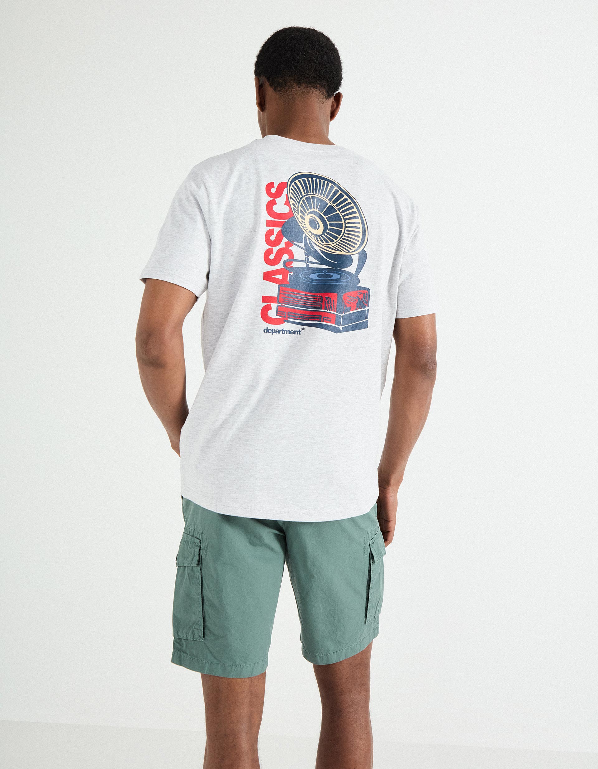 T-shirt Jersey Print, Homem, Cinzento Claro