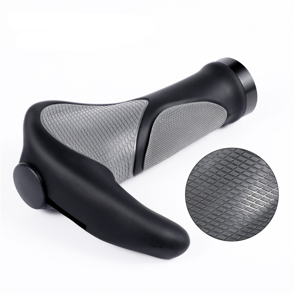 (2er Set) Ergonomischer Fahrrad Mountainbike Lenker Hörner Griff - Schwarz / Grau