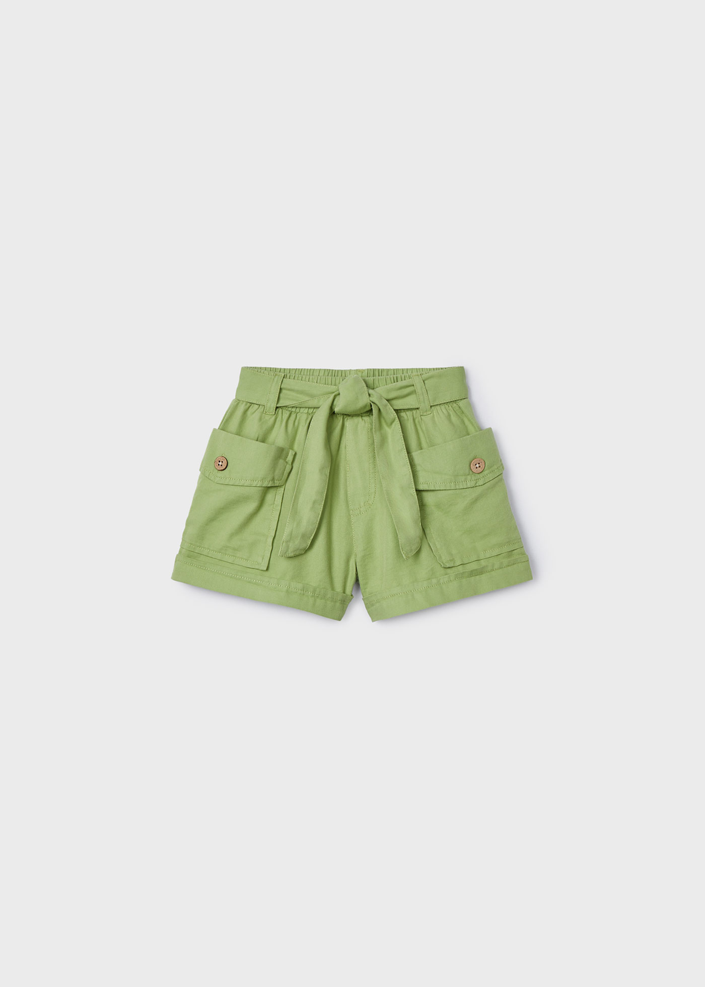 Calções para menina com bolsos, em ganga escura.