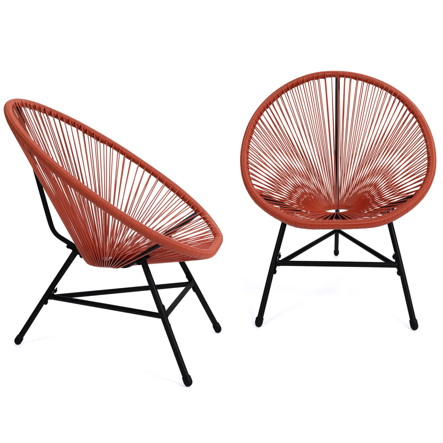 Salon de jardin IZMIR table et 2 fauteuils oeuf cordage terracotta