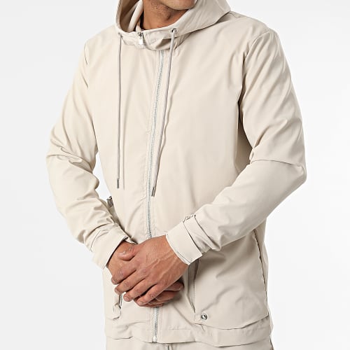 Ensemble Veste Zippée Capuche Et Pantalon Jogging LL602 Beige