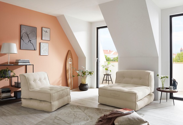 INOSIGN Sessel »Pia« Loungesessel  in 2 Grössen, mit Schlaffunktion und Pouf-Funktion.