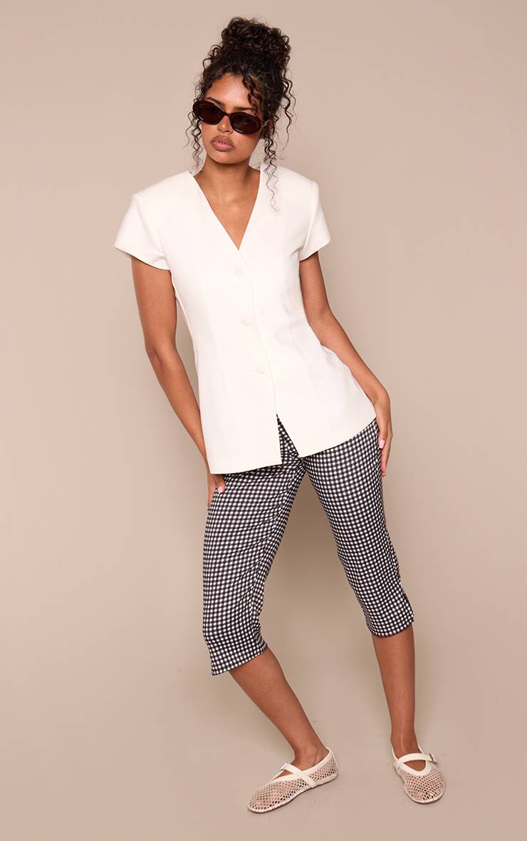 Noir Pantalon Capri À Carreaux Vichy