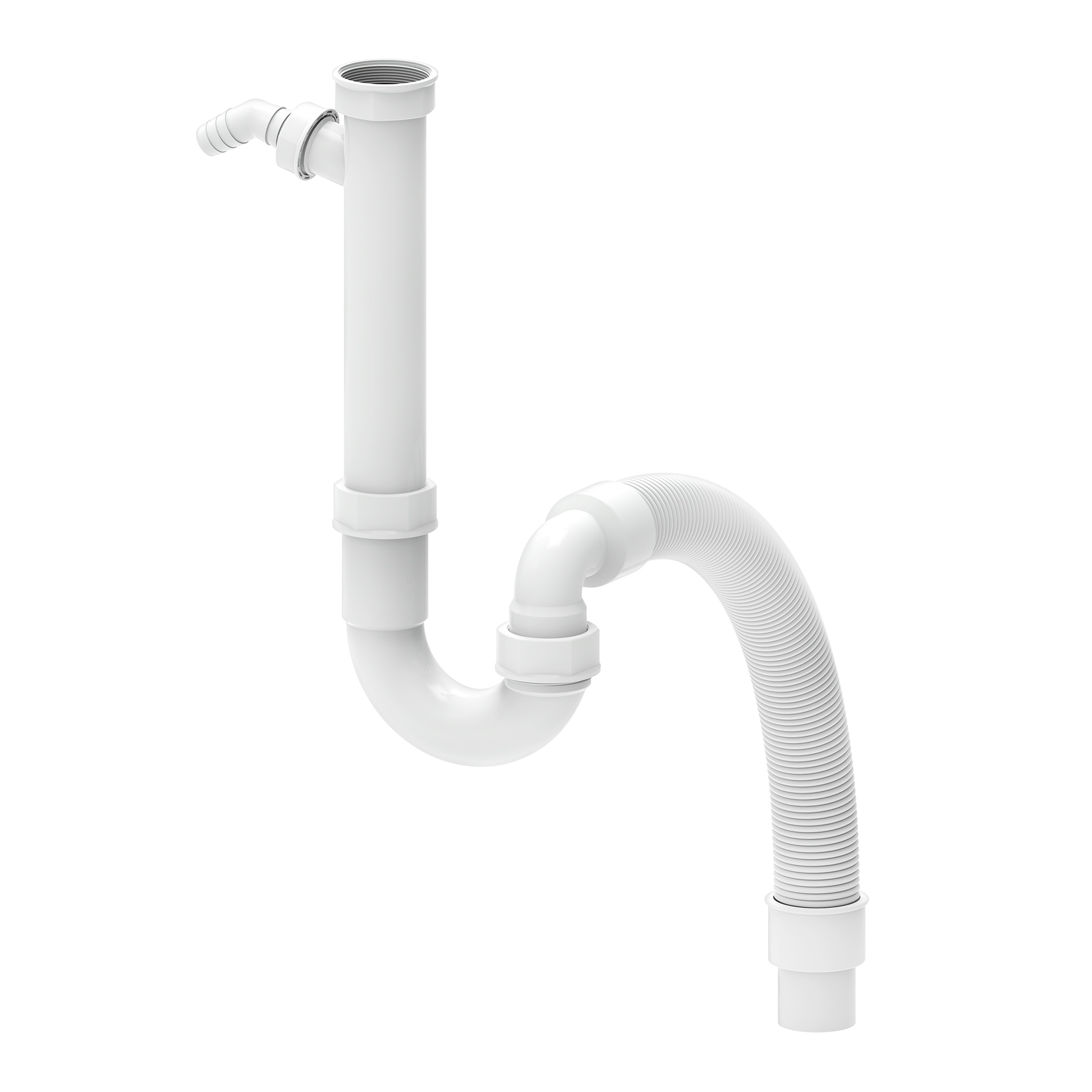 Spültisch-Röhrensiphon - weiß - 44 cm