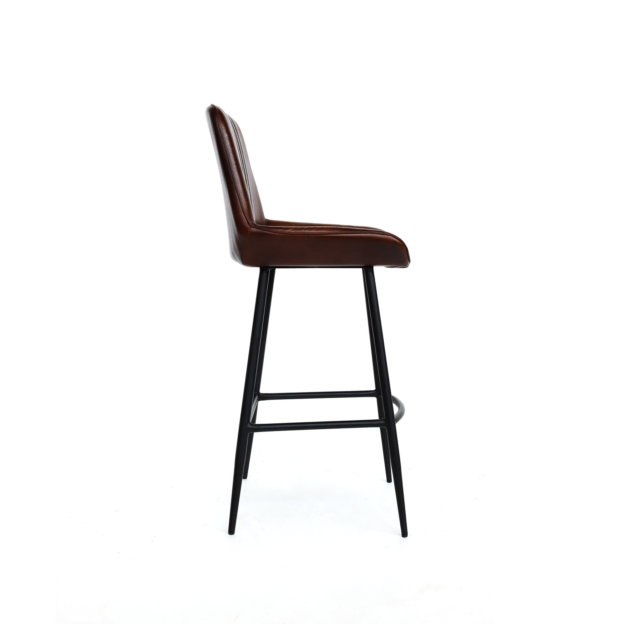 Barstuhl 'Tendt', braunes Leder, H 106 cm, B 45 cm, L 55 cm von fischer's lagerhaus