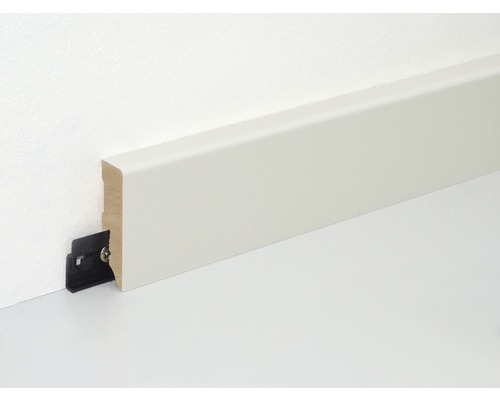 Plint, lichtgrijs met folie omwikkeld, FU062L, 15 x 58 x 2400 mm