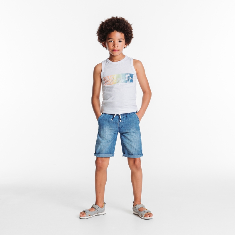 Bermuda slim en jean bleu garçon
