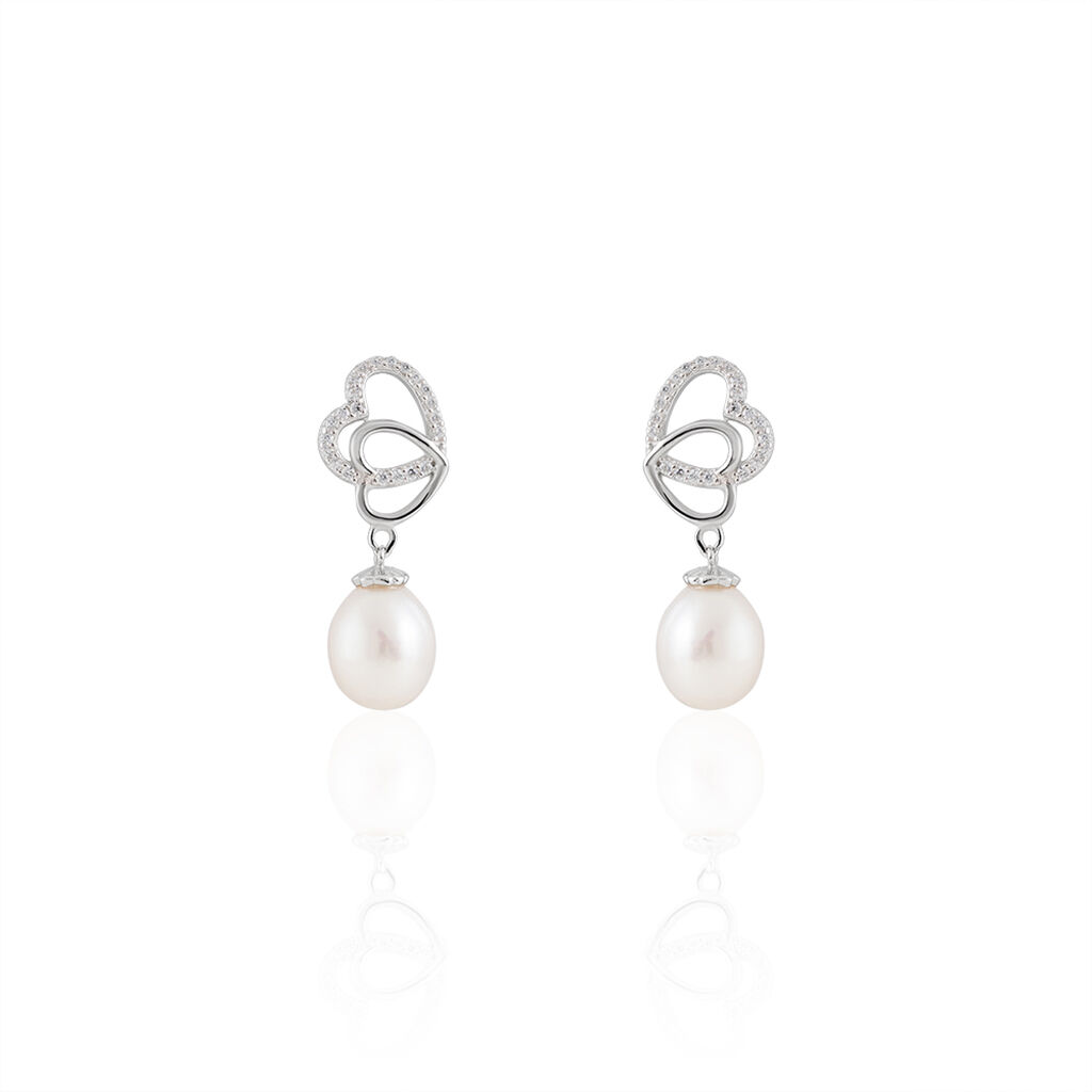 Boucles D'oreilles Pendantes Rosella Argent  Perle De Culture Et Oxyde
