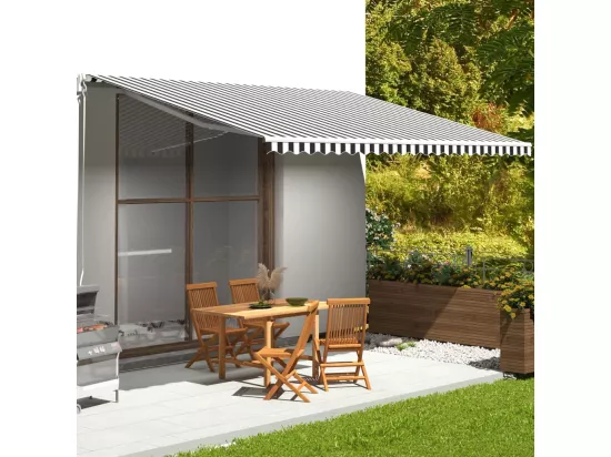 Tissu de remplacement pour auvent Anthracite et blanc 5x3,5 m
