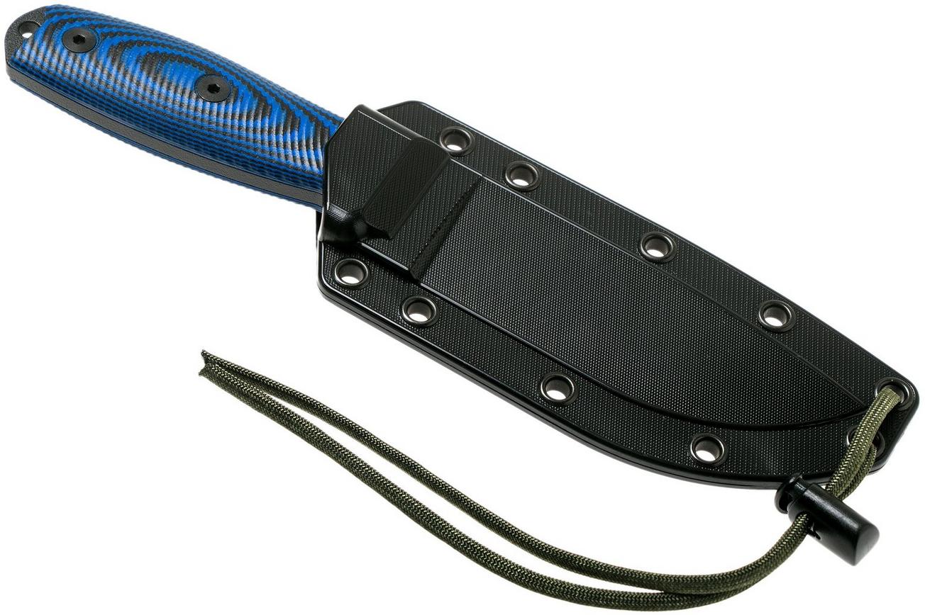 ESEE Model 4 Black Blade 3D Blue-Black G10 survivalmes 4PB-008 zwarte schede   riemclip