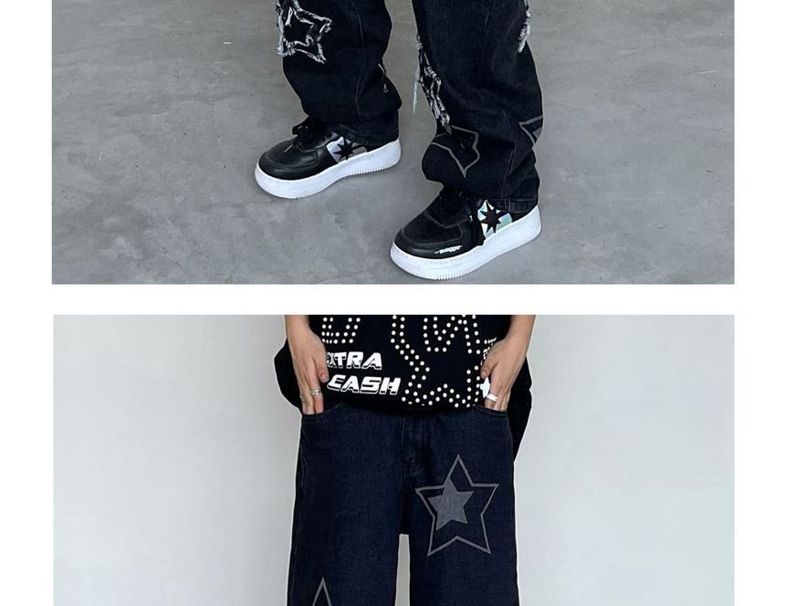 GRAYCIOUS - Hoge taille sterrenprint losse jeans