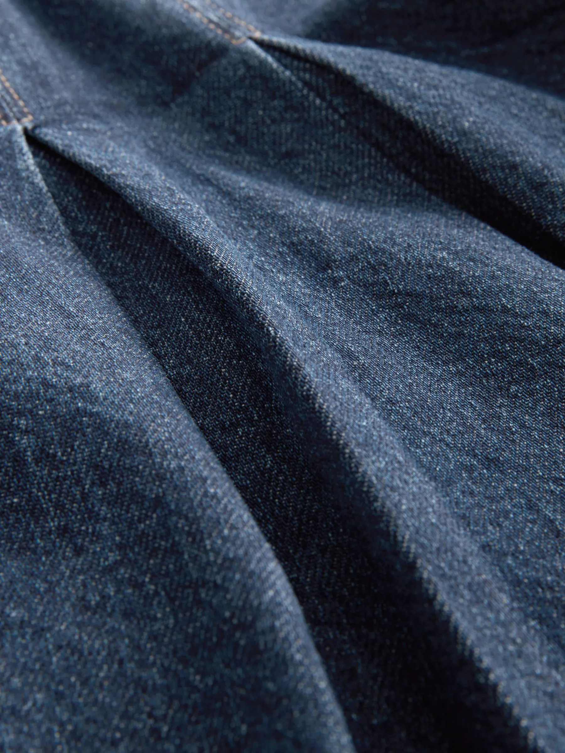 Donkerblauw - 100% katoenen geplooide denim minirok